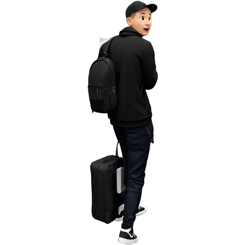boy in black at station emoji