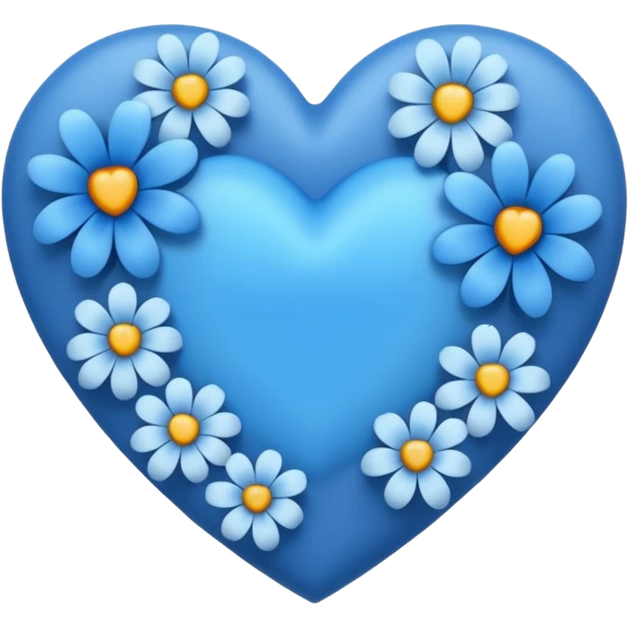 blue heart with flowers emoji