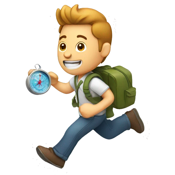 man running and holding a map and compass emoji