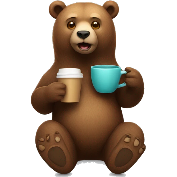 The bear is holding a glass of coffee in his hands emoji