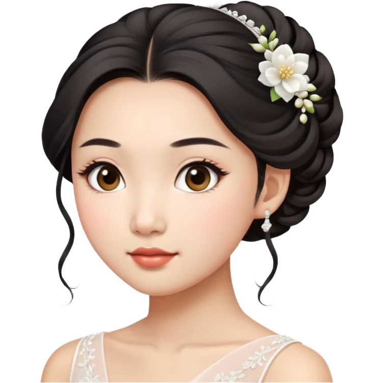 Asian girl bridal look with updo hair emoji