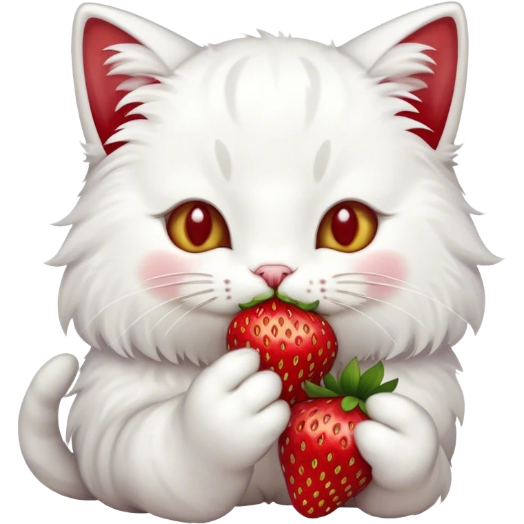 Cat eating strawberries  emoji