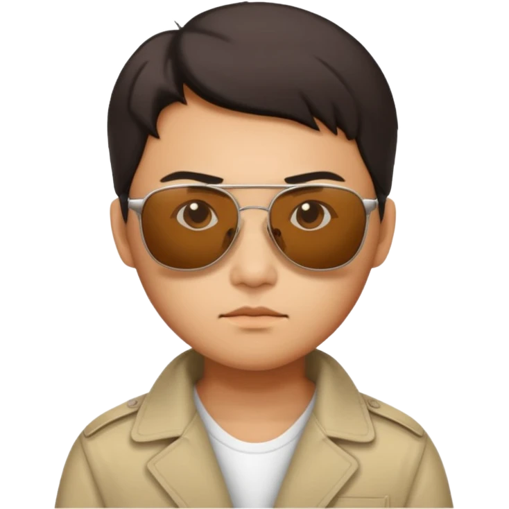 Photorealistic serious Chinese tourist wearing sunglasses emoji