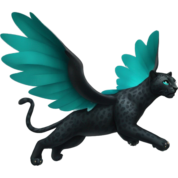 winged black leopard with turquoise eyes flying emoji