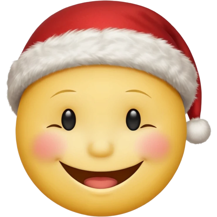 Smiley face smiles with closed eyes in a red Christmas hat emoji