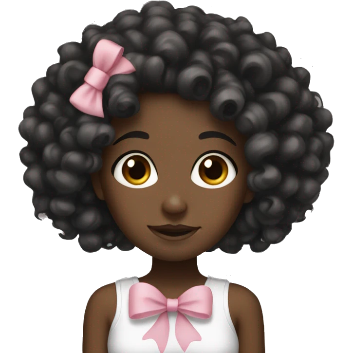 Black girl curly hair with bow emoji