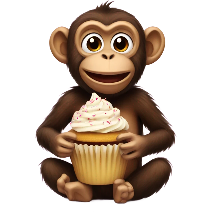 Monkey eating cupcake emoji