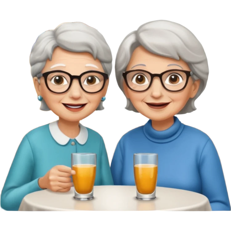 conversación dentro de un restaurant  dos personas y una de las persoans sea una abuela emoji