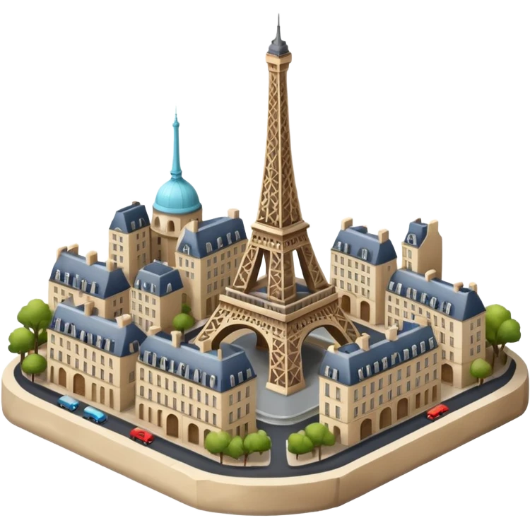 Make a full city of Paris with the Eiffel Tower in the background and some Paris buildings in front  emoji