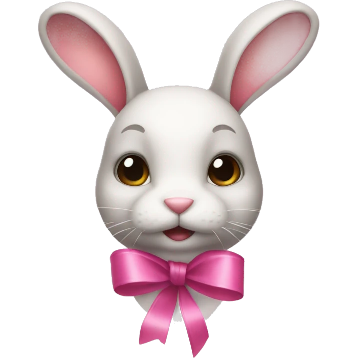 bunny with a pink ribbon on their ears emoji