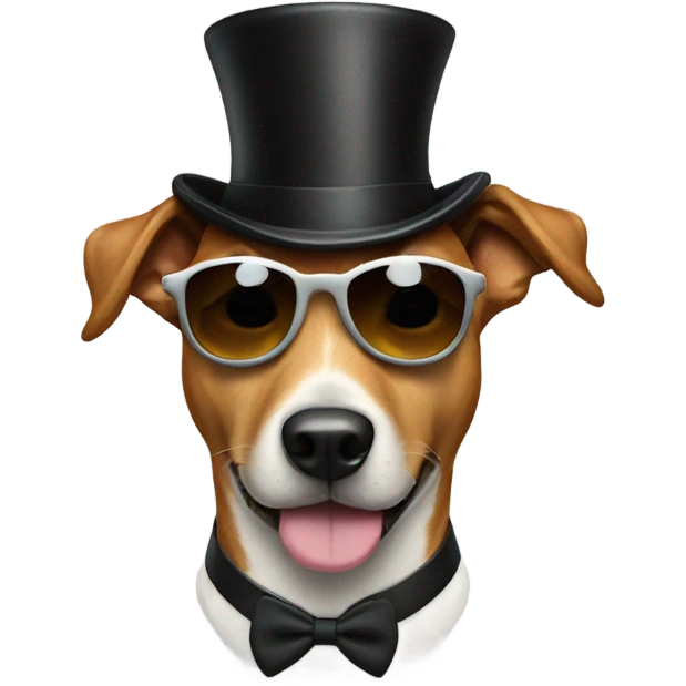 A dog with sunglasses and a top hat  emoji
