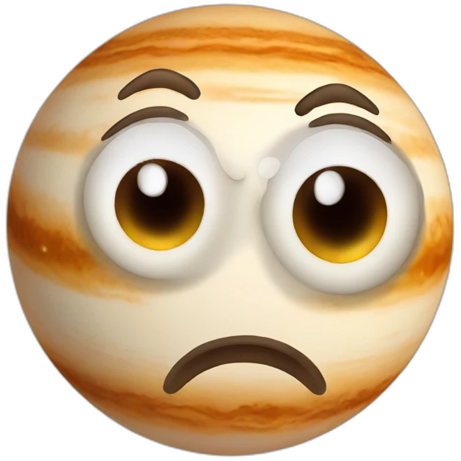 planet Jupiter with a cartoon racial face with big confident eyes emoji