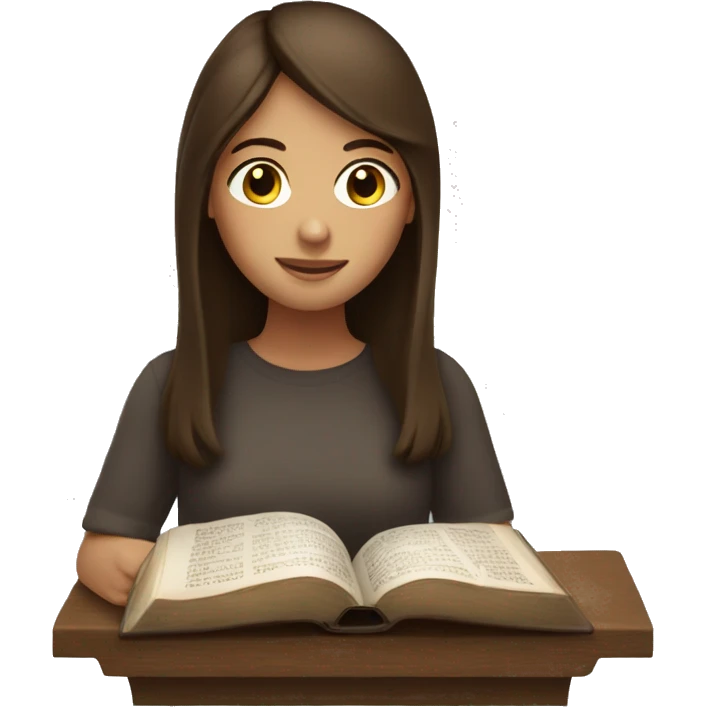 basic girl with brown hair reading the bible  emoji