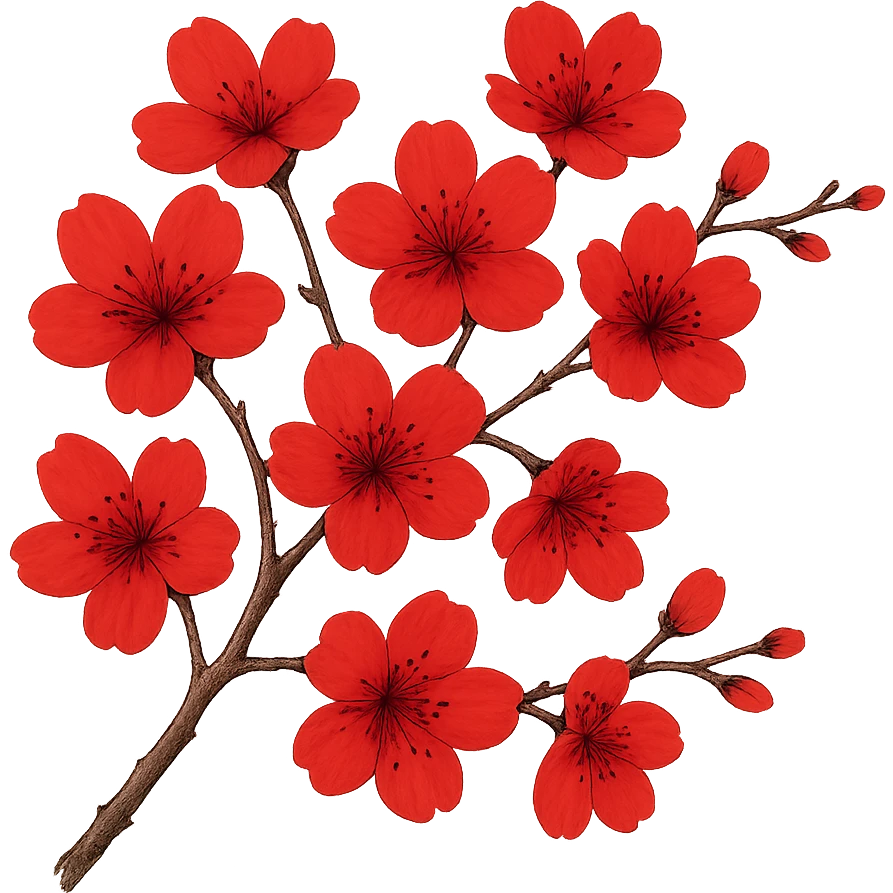 red cherry blossom, remove background emoji