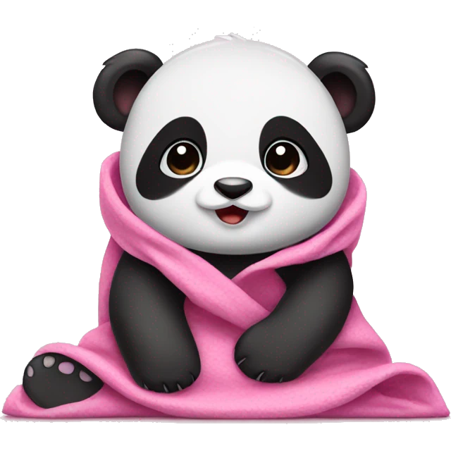 Cute baby panda with pink blanket  emoji