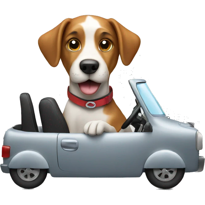 dog driving emoji
