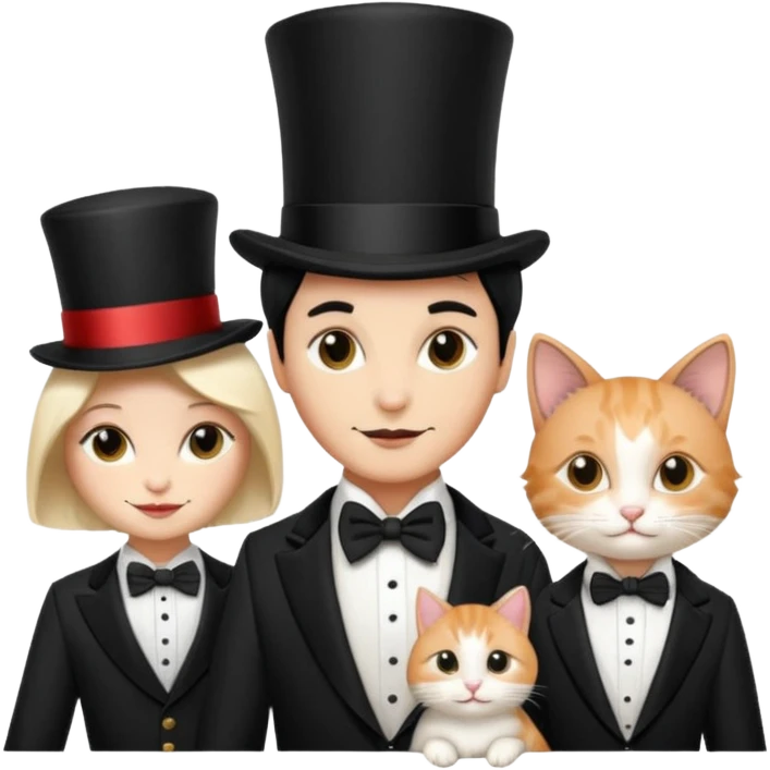 magician couple and their pet cat emoji