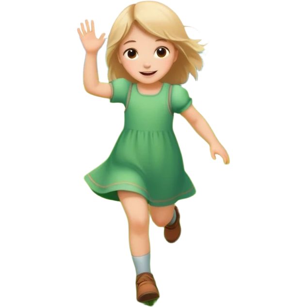 Little girl frolicking in a field with background emoji