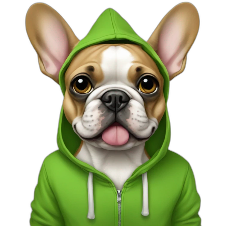 Frenchbulldog redfawn with Green frog hoodie emoji