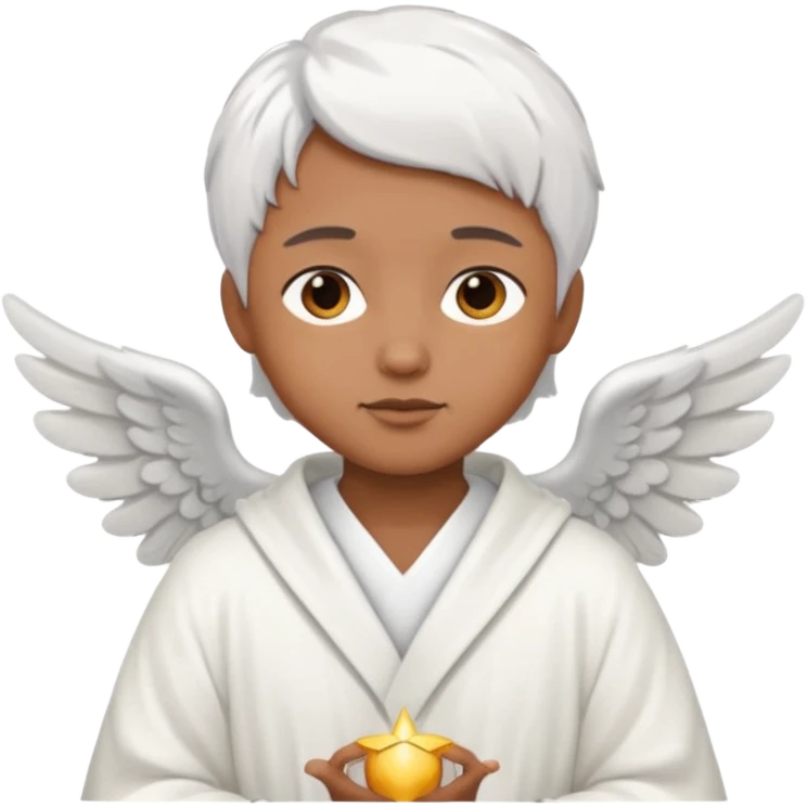 angel with brown skin, short white hair emoji