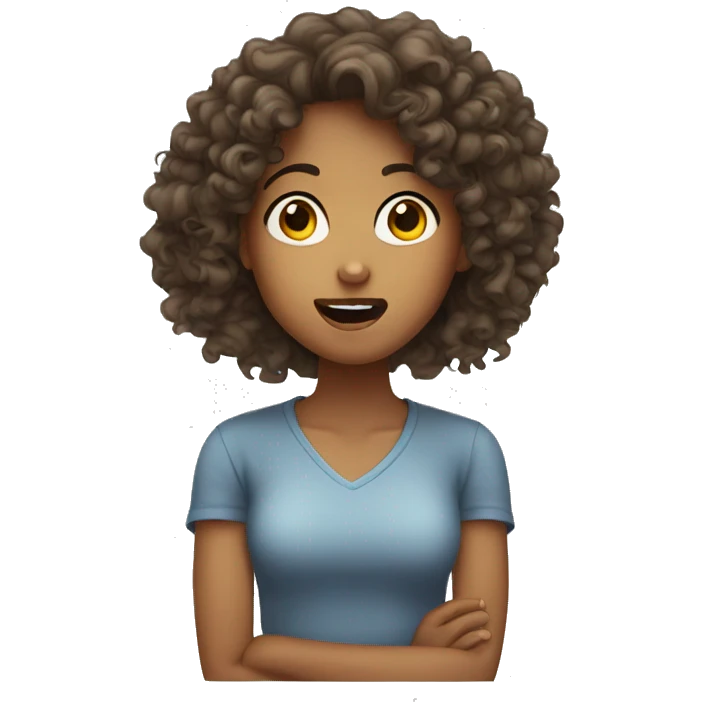 Girl with curly hair holding her mouth  emoji