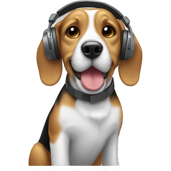 beagle using headphones emoji