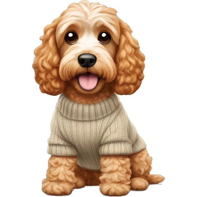 Ginger cockapoo wearing a jumper emoji