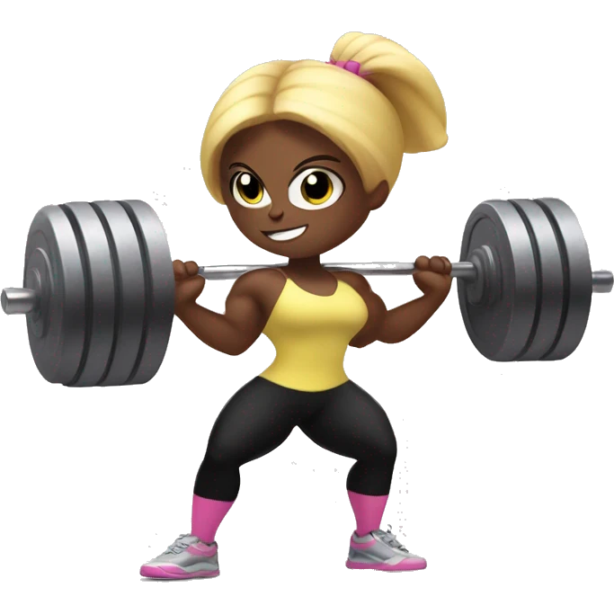 Blossom powerpuffgirl lifting weights emoji