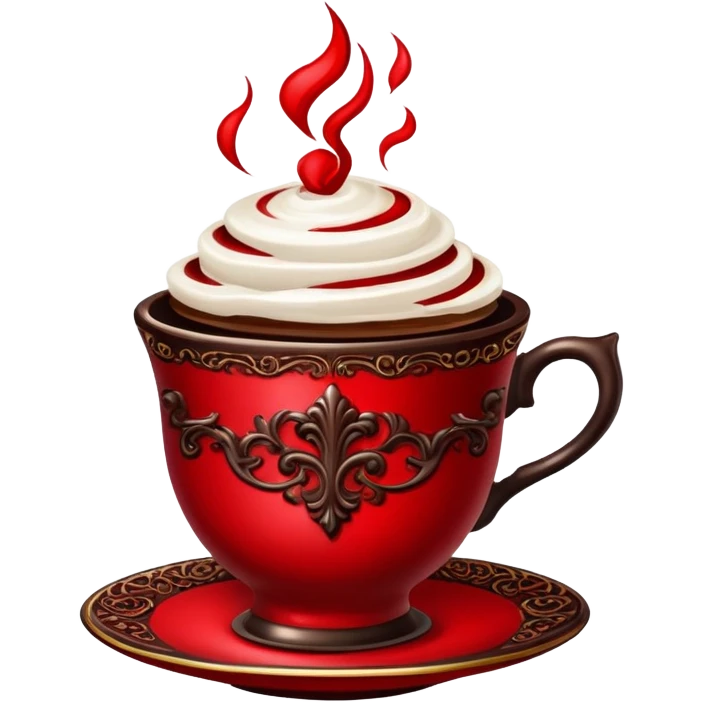 Red Gothic teacup filled with coffee emoji