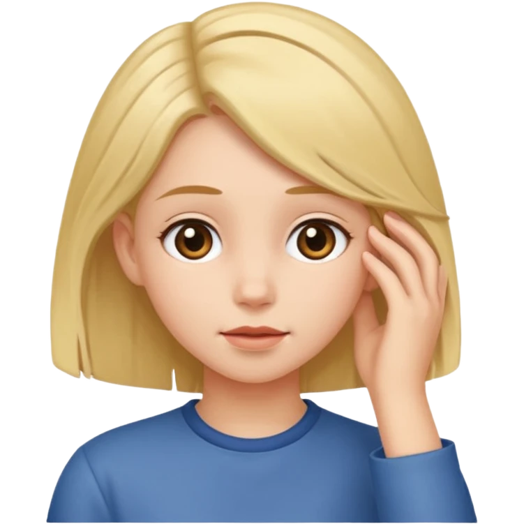 girl tucking hair behind her ear emoji