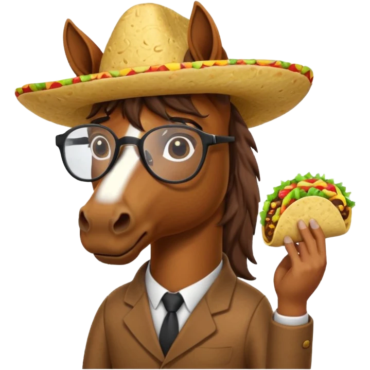 horse holding taco with glasses emoji