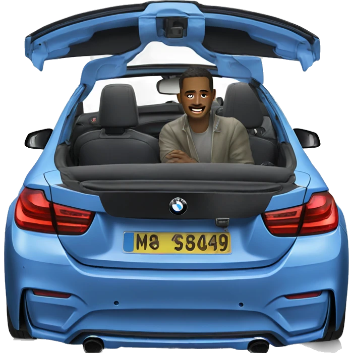 Man seating in blue bmw m440 emoji