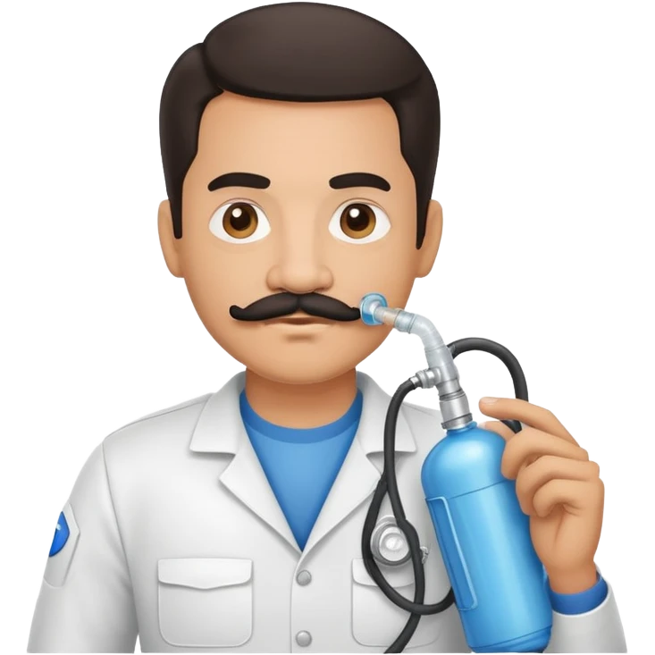 Hispanic man with mustache holding oxygen tank  emoji