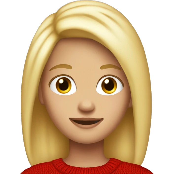 12 Years Old Girl With Blonde Hair, Red Sweater and Black Jeans  emoji