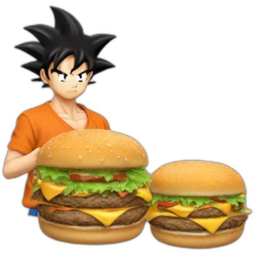 Goku qui mange un burger emoji