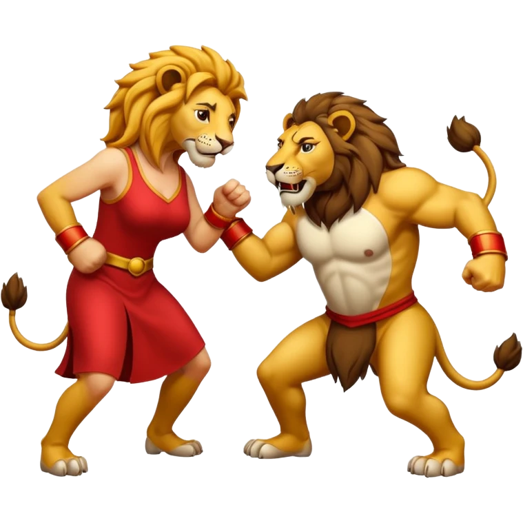 lion fight with his damn wife emoji