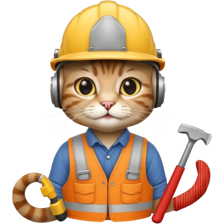 cat, handyman Outfit, wearing a Helmet emoji