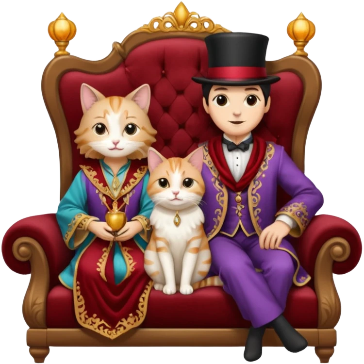 magician couple and their pet cat emoji