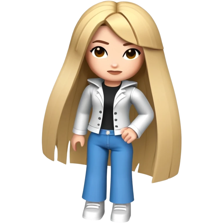 Roblox stylized baddie girl with blocky aesthetic, trendy outfit emoji