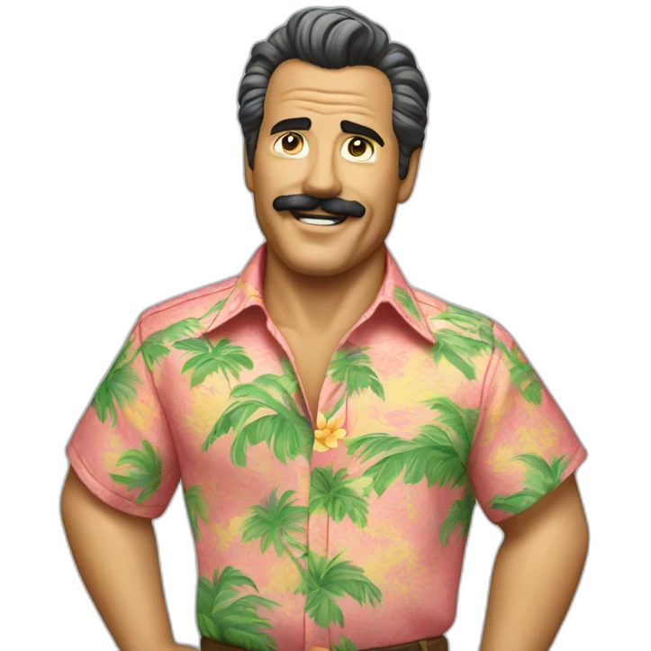 Magnum pi with hawaii shirt waving emoji