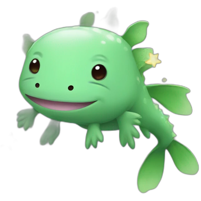 Green Axolotl with stars emoji