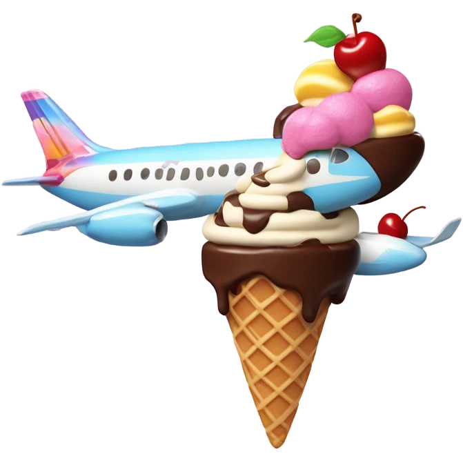 Airplane themed by an  ice cream sundae emoji
