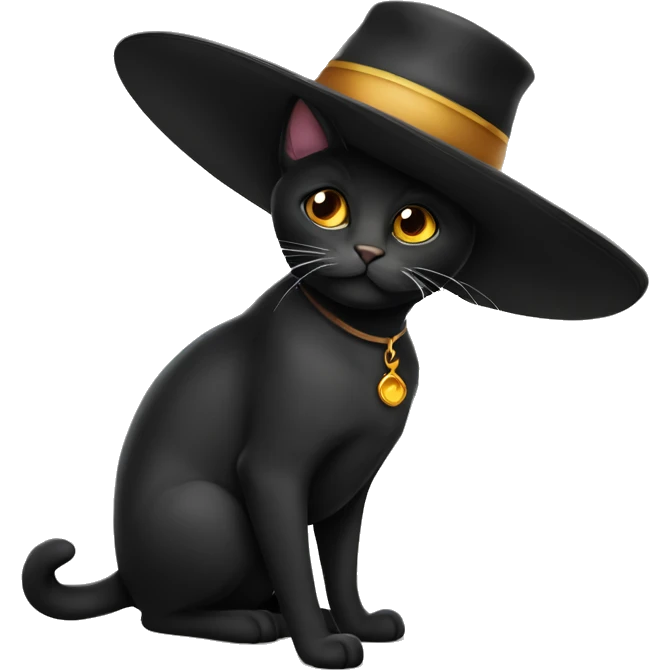 gato negro con sombrero de bruja emoji