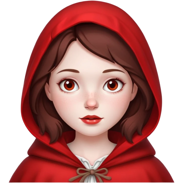 Little red riding hood, pale skin with freckles dark brown hair emoji