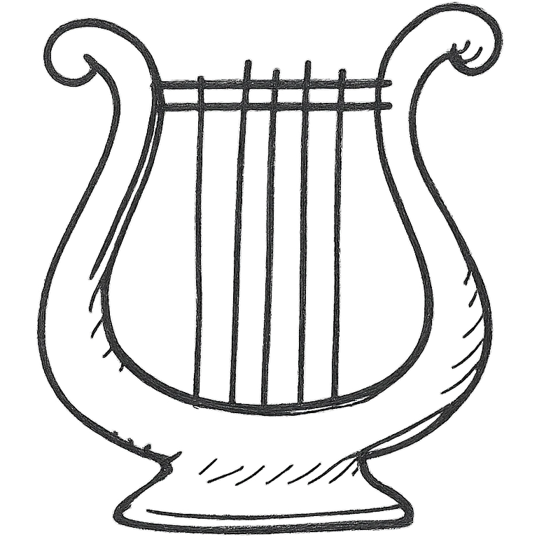 hand-drawn outline of a Greek lyre emoji