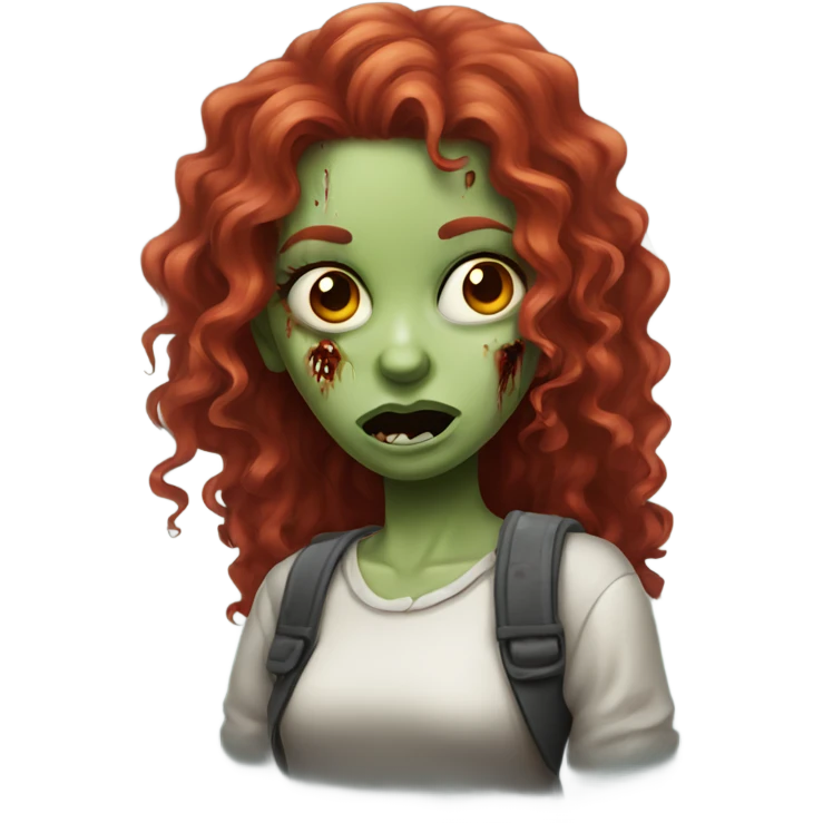 Zombie girl with long red curly hair emoji
