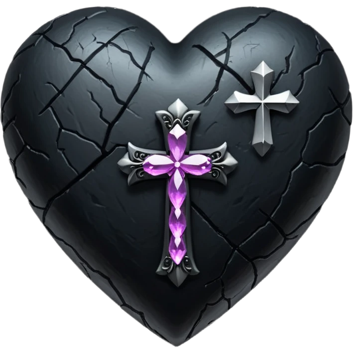 goth heart with a dark crystal cross emoji