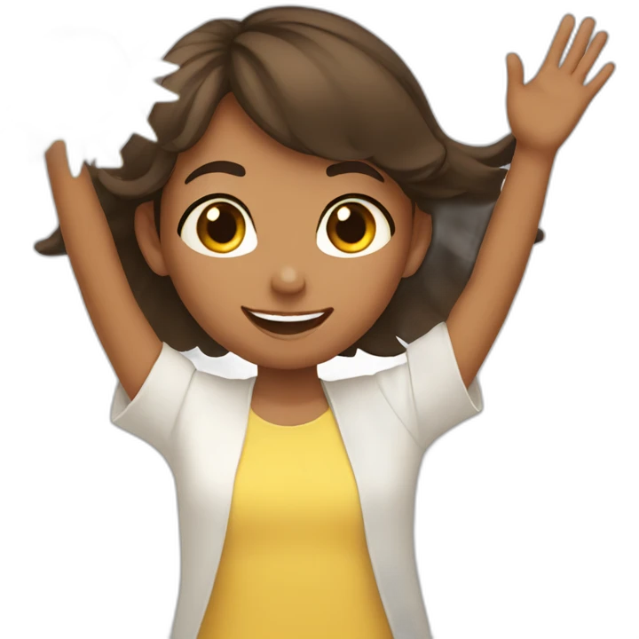 cute brunette girl praising the sun emoji