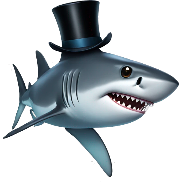 Shark with a top hat emoji
