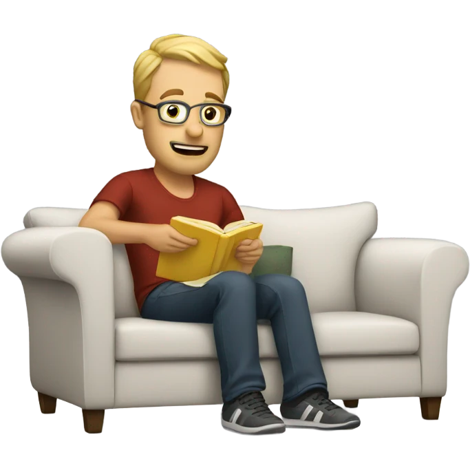 White Dad on couch reading  emoji